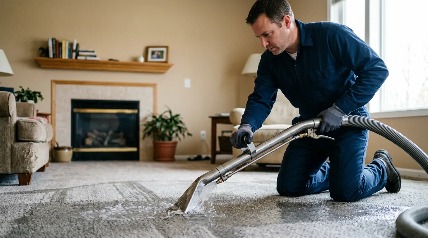 Water damage restoration technician working near Riverside, IL